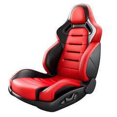 Red leather sport car seat isolated image