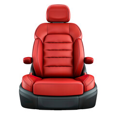 Red leather car seat with armrests front view