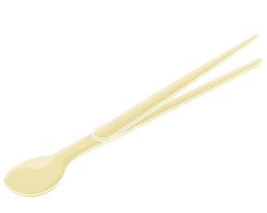 chef tasting spoon tongs color vector illustration