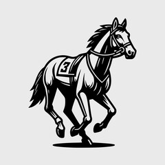 horse sprinting on race to finish line vector illustration
