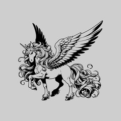 mythical creature fantasy pegasus horse with wings vector illustration