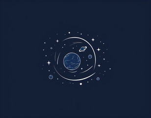 abstract background drawing art with a planet and stars