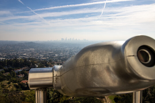 telescope overlooking the city Los Angeles