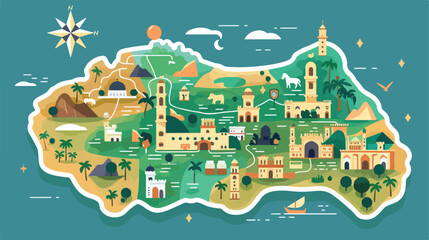 Algeria country map vector illustration symbol desi - obrazy, fototapety, plakaty