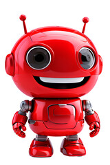 Little friendly positive cartoon robot with smiling face
