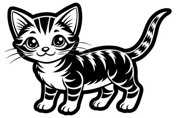 Fototapeta na wymiar cute-kitten-sticker-element--full-body vector illustration
