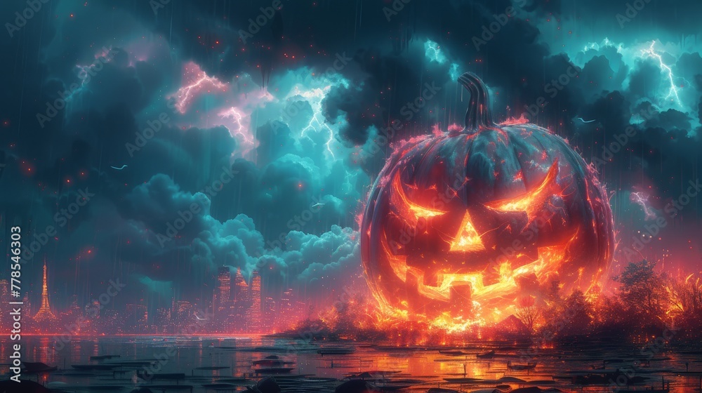 Wall mural thunderous pumpkin ocean