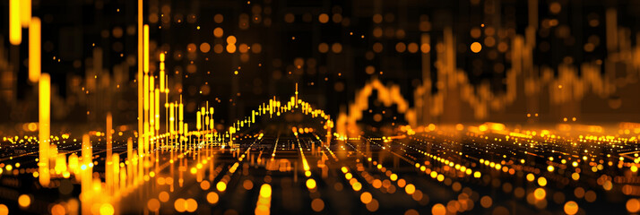 Golden trading landscape background