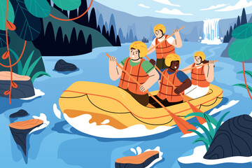Flat rafting illustration