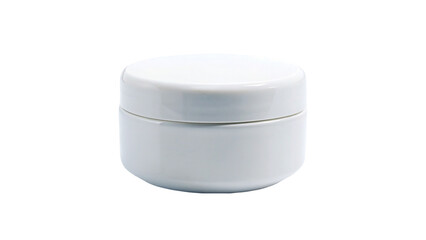 White jar with lid for cosmetics on transparent background.