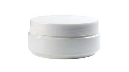 White jar with lid for cosmetics on transparent background.