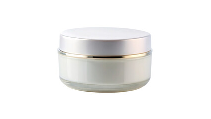 White jar with lid for cosmetics on transparent background.