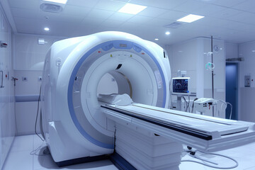 MRI scanner is part of medical equipment in laboratory hospital AI Generative