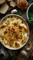 Mornay sauce, Delicious food style, Horizontal top view from above