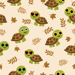 turtle seamless pattern in flat vector