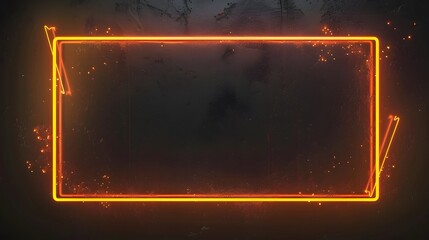 Futuristic neon orange overlay video screen frame border pattern on black background for immersive gaming streams
