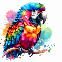 Obraz premium Colorful parrot, watercolor illustration 