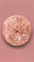A minimalist rose gold marble clock design, where the stone's natural pattern serves as the face. 32k, full ultra HD, high resolution