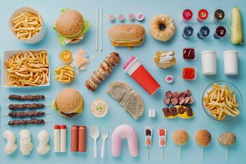 different fast food in knolling style