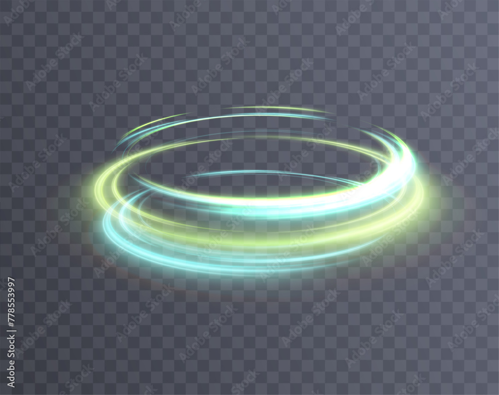 Aufkleber abstract glowing green ring portal. a bright trail of luminous rays swirling in a fast spiral motion