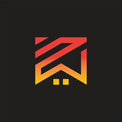 letter z roof gradient home logo vector