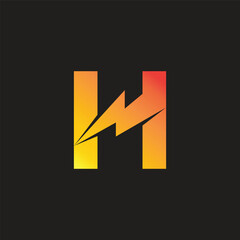 letter h thinder bolt energy electric logo vector