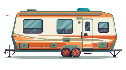 Camper Trailer. Cartoon illustration isolated on wh