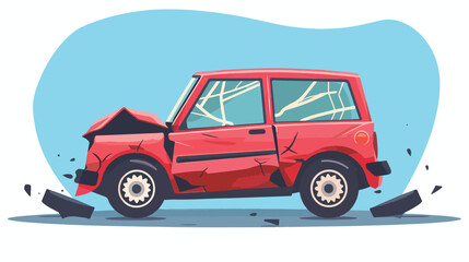 Car accident outline illustration 2d flat cartoon v