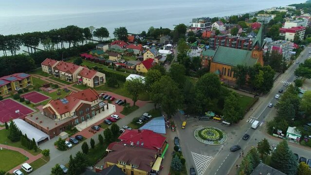 Downtown Rondo Ustronie Morskie Centrum Wojska Polskiego Aerial View Poland