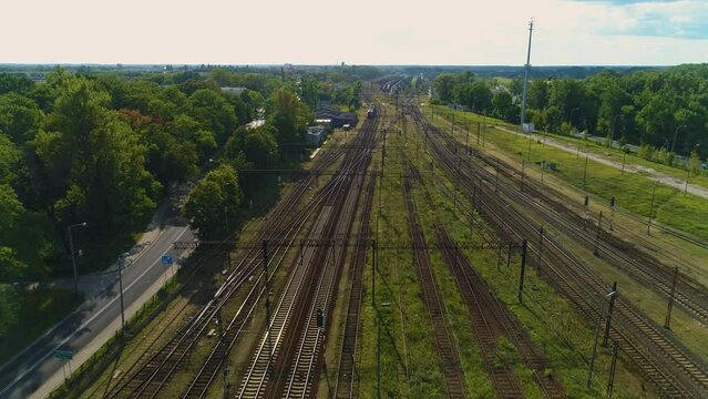 Tracks Train Railway Station Torun Glowny Dworzec Kolejowy Aerial View Poland