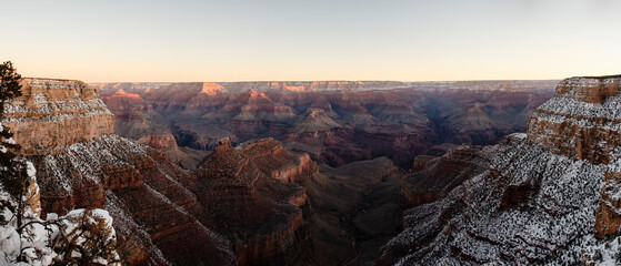 Panoramic Grand Canyon at sunrise