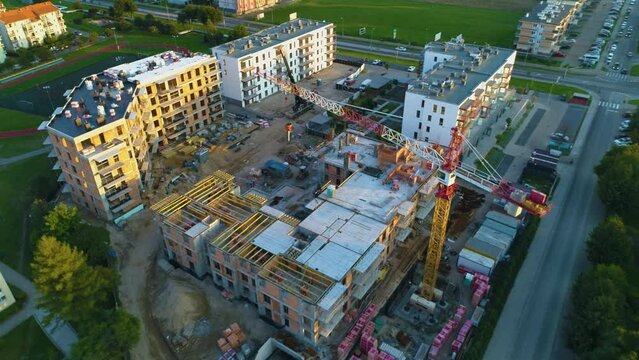 Construction Of Skyscraper Rumia Budowa Wiezowca Aerial View Poland