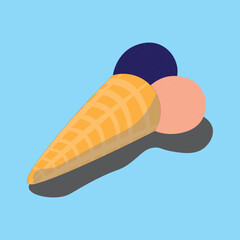 Vector illustration of a stacked scoop of ice cream with two scoops. Ice cream, refreshment, fruity, summer, sweetness, season