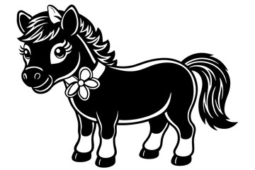 little-lovly-smiling--horse-with-rose-bows vector illustration 