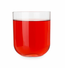 Refreshing pomegranate juice in glass isolated on white