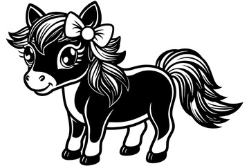 Obraz na płótnie Canvas little-lovly-smiling--horse-with-rose-bows vector illustration 