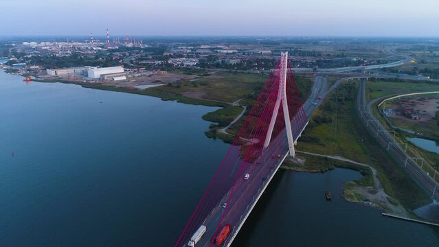 Red Bridge Dead Vistula Gdansk Most Czerwony Martwa Wisla Aerial View Poland