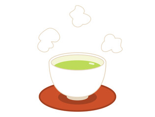 茶托とお茶の注がれた湯呑のイラスト