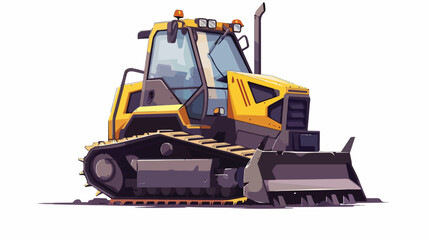 Compact track loader 2d flat cartoon vactor illustr