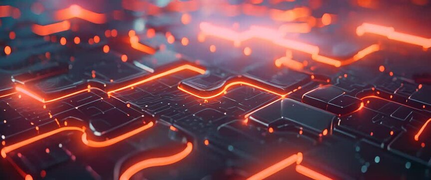 Digital wireframe puzzle pieces, problem-solving in business,