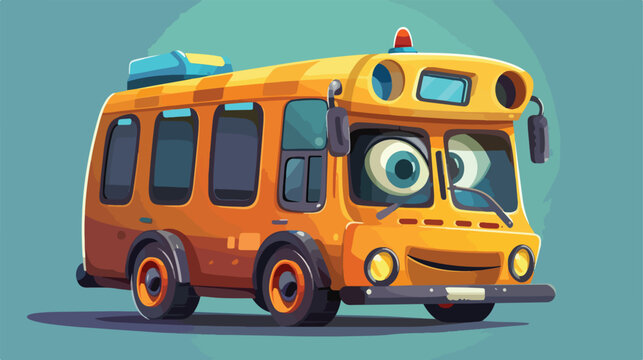 Cute bus cartoon character illustration of vector g