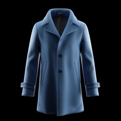 Blank blue man coat mockup, looped rotation, 3d rendering. Empty male casual coat mock up rotating, isolated. Generative AI