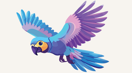 Cute Flying Parrot Bird Vector Illustration Purple