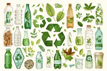 Master the Art of Eco-Friendly Branding with Our Unique Icons: Ideal for Enhancing Green Campaigns, Promoting Recycling, and Supporting Sustainable Practices - obrazy, fototapety, plakaty