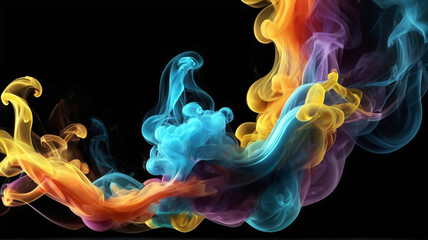 Fototapeta premium Colorful smoke isolated on black background