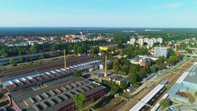 Panorama Tracks Train Station Zielona Gora Tory Stacja Aerial View Poland
