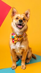 Canine Model Posing on Solid Background for Graphic Design