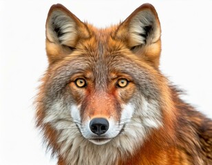Obraz premium Close-up of a red wolf, isolated against a white background