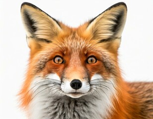 Close-up of a red fox, isolated against a white background