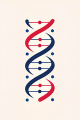 DNA Helix Illustration, Simple Red and Blue Design, Genetic Research Concept	